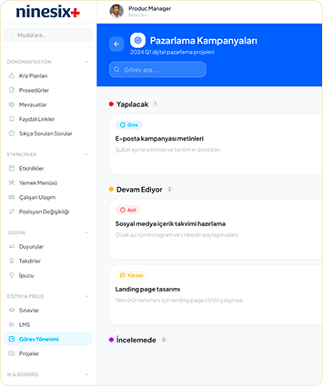 Görev yönetimi paneli ekran görüntüsü
